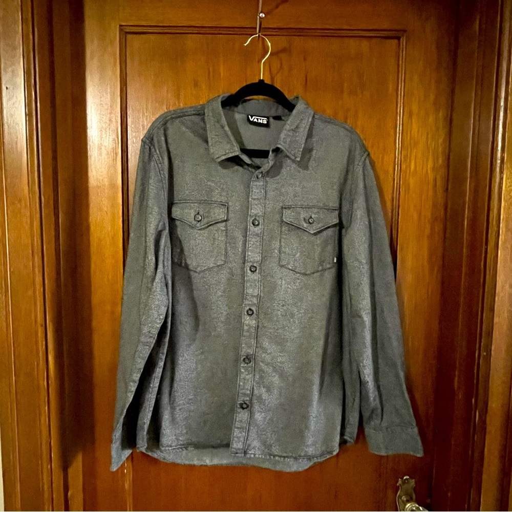 Vans Gray Long Sleeve Button Down Shirt